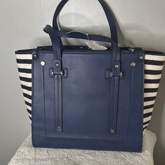 Christian Lacroix Handbags - Christian Lacroix Navy and Cream Striped Tote